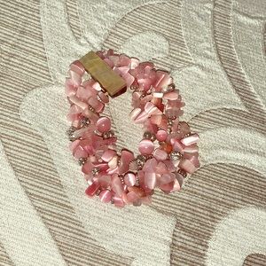 Pink and gold beaded bracelet